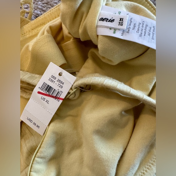 NWT- Aerie Yellow Ribbed Bralette Lace Racerback Crop Top size XL - Picture 6 of 6